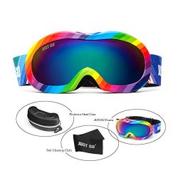 JUST GO Ski Goggles for Kids, Boys & Girls, Youth, with Anti-Fog Windproof, Double Spherical ...