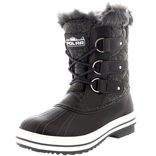 Polar Products Womens Snow Boot Quilted Short Winter Snow Rain Warm Waterproof Boots – 10 ...