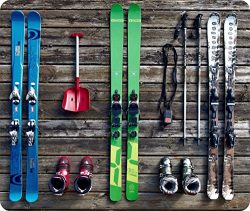Mouse Pad With Ski Equipment Skiing Poles Boots Snow Luge Slalom