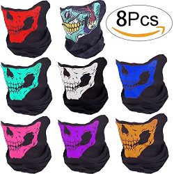 Motorcycle Face Masks – Pack of 8 Lyxuan Skull Mask Half Face Bandana Mask for Out Riding  ...
