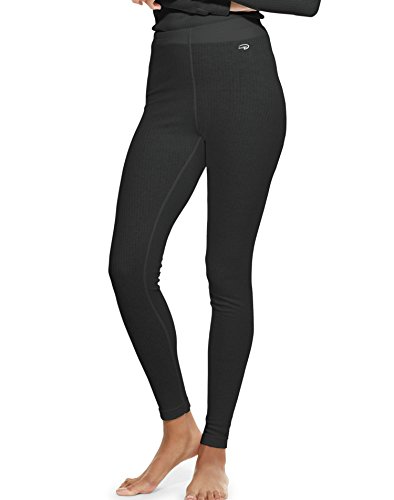 Duofold Women’s Mid Weight Wicking Thermal Leggings, Black, Medium
