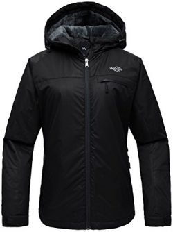 Wantdo Women’s Hooded Mountain Ski Jacket Outdoor Fleece Windproof Rain Jacket Black US S