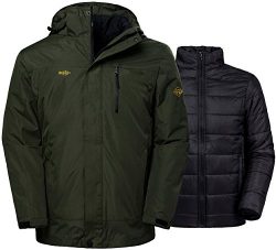 Wantdo Men’s Winter Ski Jacket Water Resistant Windproof 3 in 1 Jacket Puff Liner