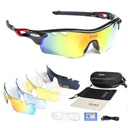 Polarized sunglasses, men’s and women’s outdoor sports fashion glasses with 5 sets o ...