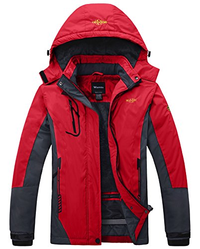 Wantdo Women’s Waterproof Mountain Jacket Fleece Ski Jacket US XL Red X-Large