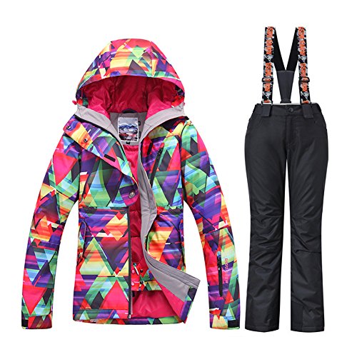 HOTIAN Women’s High Windproof Technology Colorful Printed Snowboard Clothing Ski Jacket an ...