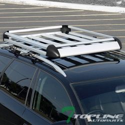 Topline Autopart 50″ Silver Aluminum Roof Rack Basket Car Top Cargo Baggage Carrier Storag ...