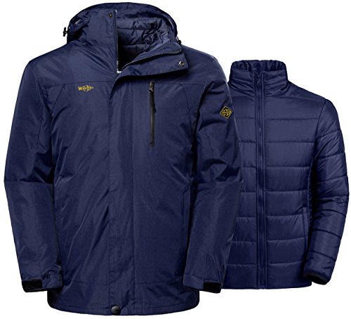Wantdo Men’s Winter Ski Jacket Water Resistant Windproof 3 in 1 Jacket Puff Liner