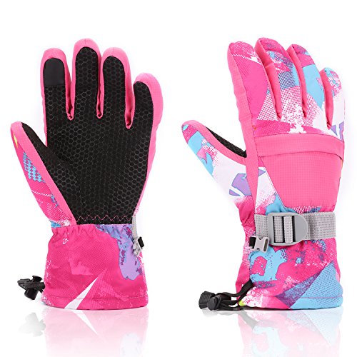 Ski Gloves, Yidomto Waterproof Warmest Winter Snow Gloves for Mens, Womens, Boys, Girls, Kids (P ...