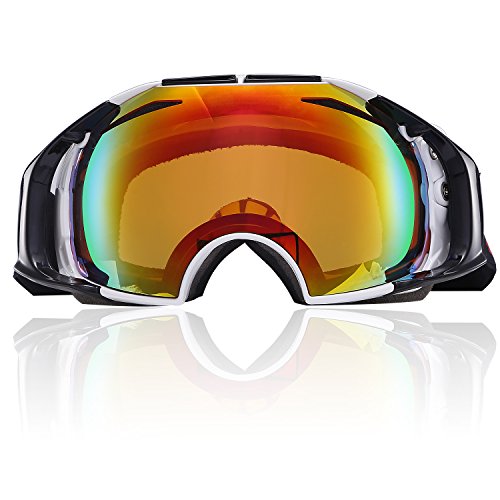 Snowmobile Snowboard Skate Ski Goggles with Detachable Lens, UV Protection Anti Fog Scratch Resi ...