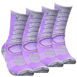 Ski Socks -WEIERYA Womens 2 Pack Performance Skiing Socks, Snowboard Socks Purple,L(Women Shoe 7 ...