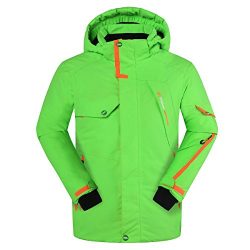 PHIBEE Big Boy’s Waterproof Breathable Snowboard Ski Jacket Green 8
