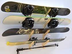 Snowboard Ski Hanging Wall Rack — Holds 4 Boards