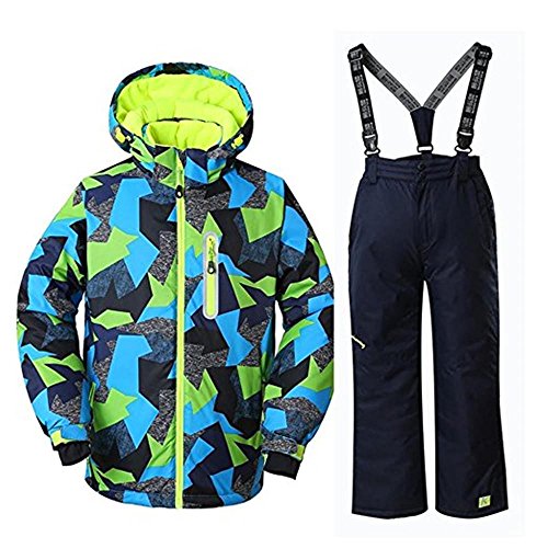 RIUIYELE Boys High Warm Hooded Waterproof and Windproof Snowboard Jacket and Pant